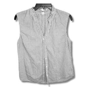 Gingham Black White Sleeveless Blouse